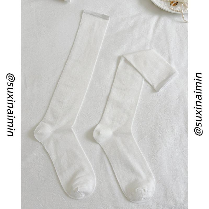 Women s Summer and Spring Lightweight Ankle Socks, Thick Pile Socks That Slim The Legs, Silk-sheen Long Socks 1 pair белый