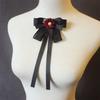 Rhinestone Pearl Bow Blouse Collar Pin Brooch Black Shirt Bowtie Ribbon Bow Tie  For Women Girls