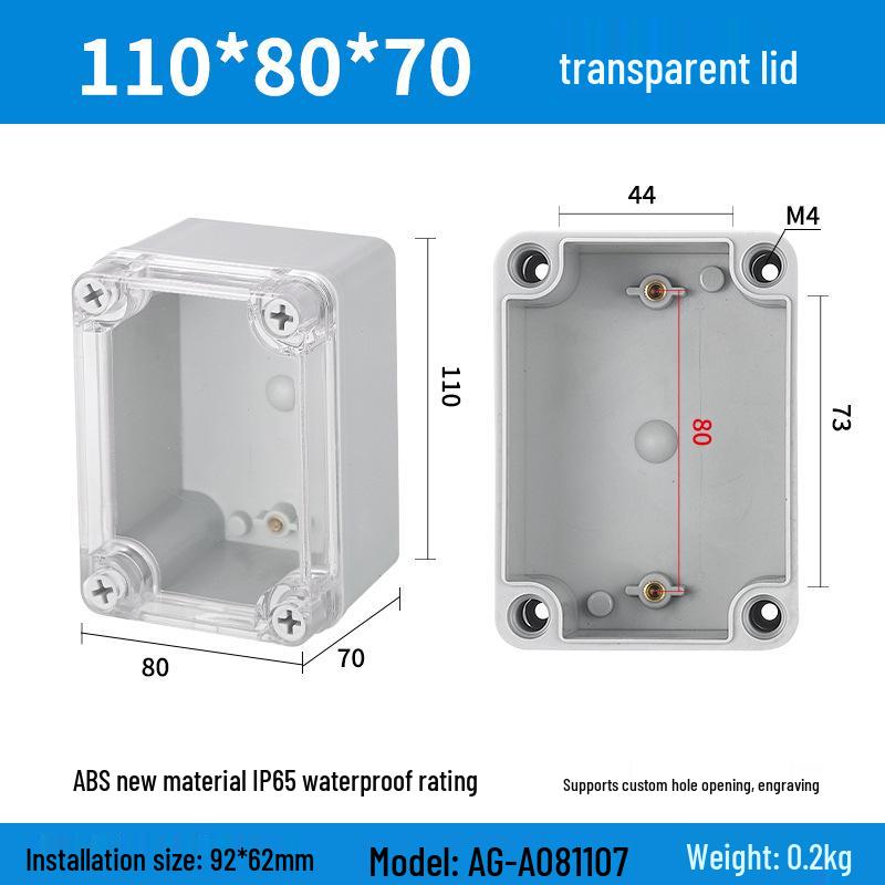 Outdoor Waterproof ABS Power Supply & Monitoring Socket Box with Wiring Terminal & Button