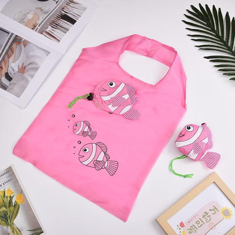 Sevimli Tropikal Balık Katlanabilir Alışveriş Çantası Büyük Kapasiteli Süpermarket Alışveriş Çantası Taşınabilir Yeniden Kullanılabilir Çevre Dostu Çanta Saklama Çantası