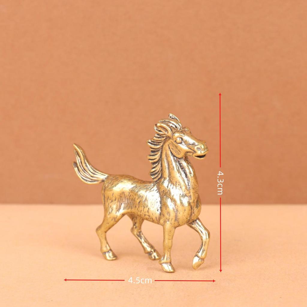 Brass Copper Handcrafted Set of Twelve Zodiac Animal Ornaments: Rat, Ox, Tiger, Rabbit, Dragon, Snake, Horse, Sheep, Monkey, Rooster, Dog, Pig.