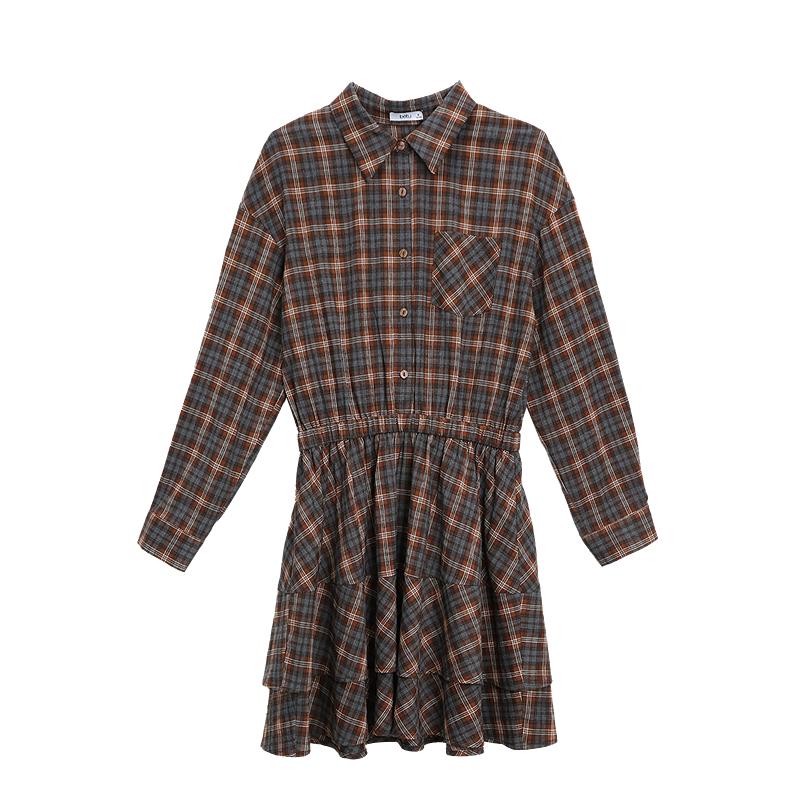 Betu Women's 2026 Spring Stylish Plaid A-Line Ruffle Dress