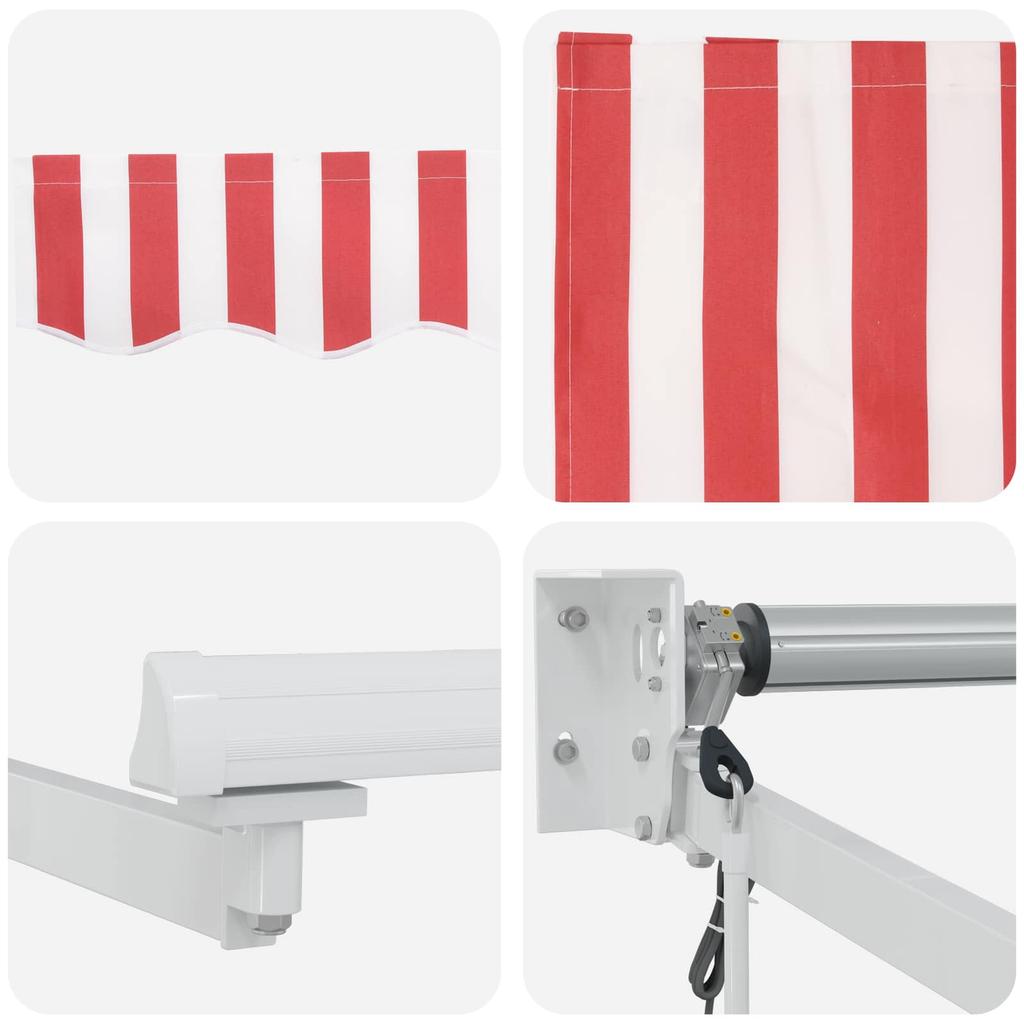Electric Retractable Awning Red and White 4.5 * 3 M