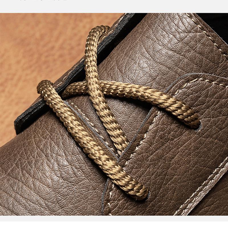 Men Plus Size Retro British Style PU Leather Shoes Ankle Comfortable Foot Feel Casual Shoe Wear-resistant Outsole Walking Shoes