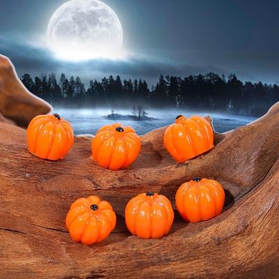 10pcs Halloween Village Accessories Resin Pumpkin Miniature Ornaments Haunted House Fake Spiders Bat Desktop Figurines