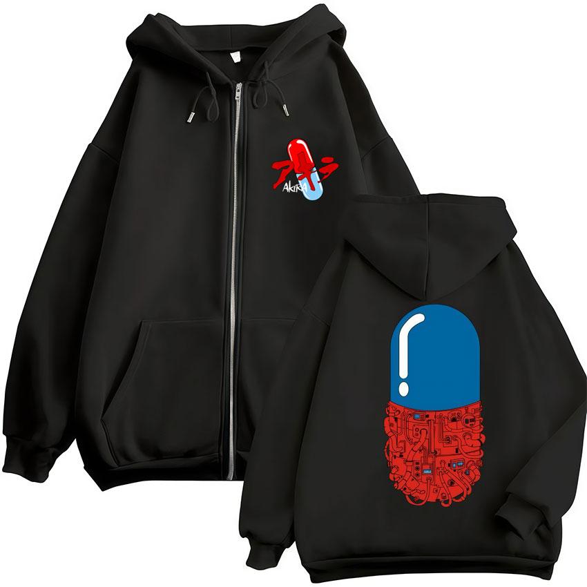 

Japanese Anime Akira 90S Zip Up Hoodies Science Fiction Movie Shotaro Kaneda Tracksuit Fleece Oversized Jackets Streetwear S