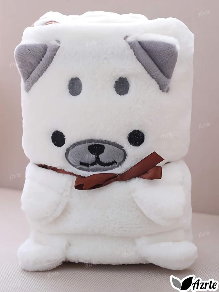 Azrte Warm Dog Blanket with Ribbon, Perfect for Naps and Pillows, Size 168, White