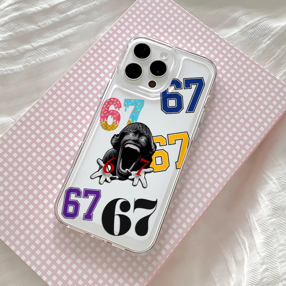 Phone Case For Bold Number 67 Graphic iPhone 17 16 16e 15 14 13 12 11 Mini Pro Max X XR XSMax 8 Air Plus Transparent Back Cover