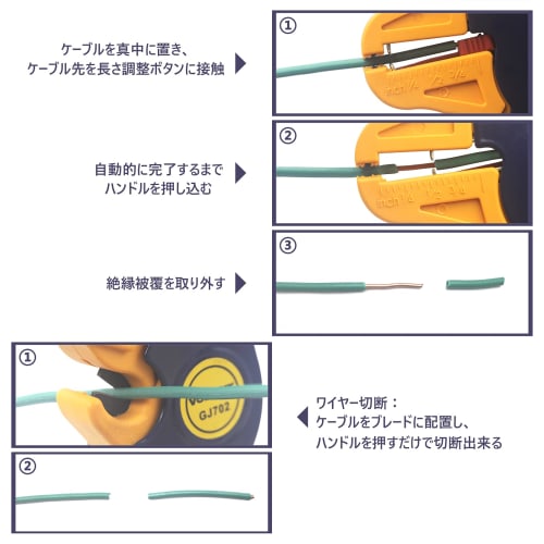 VCELINK GJ702 Automatic Wire Stripper & Cutter, Strips and Cuts Wire, Adjustable Size, High Precision, for Solid and Stranded Wires