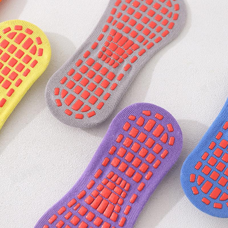 1 Pair Glue Point  Cotton Yoga Socks Sweat-absorbent Breathable Trampoline Socks Indoor Non-slip Floor Socks for Women and Men