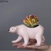 Cartoon Polar Bear Ceramic Vase Creative Small Plant Pots Table Decoration Flowers Arrangement Flower Vase Room Aesthetic Decor