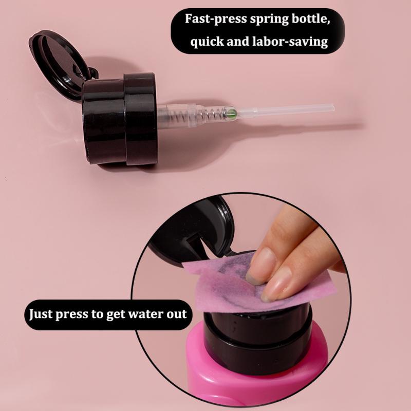 Push-Down Plastic Pump Dispenser – Refillable Bottle for Nail Polish Remover, Alcohol, and Liquid Cleansers