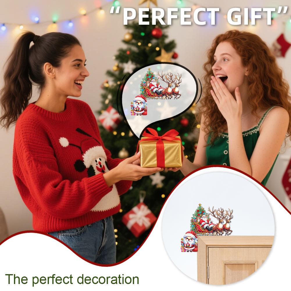 DIY Weihnachten Diamantmalerei Holz Türanhänger Dekoration für Feiend Geschenke (Elch)