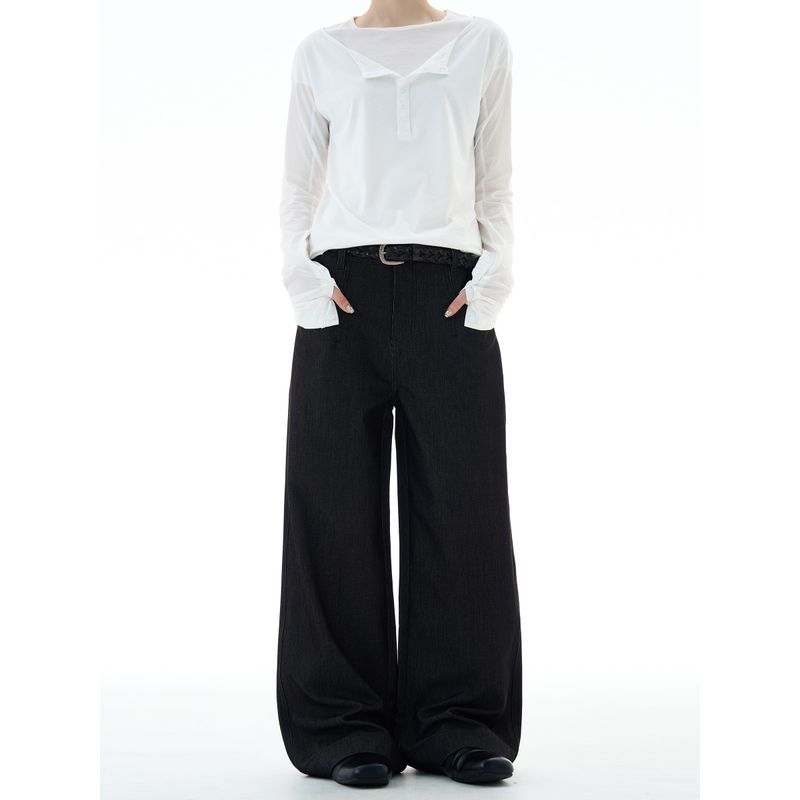 Madwitch American-Style Simple High-End Drape Jeans Unisex Loose Casual Cleanfit Versatile Pants Trendy