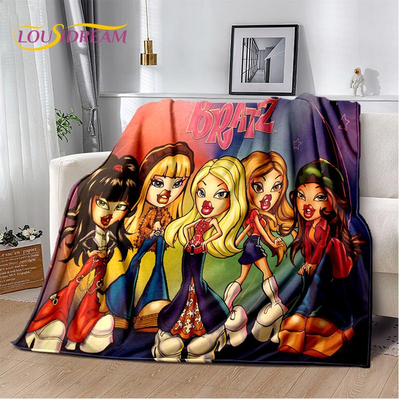 Cartoon Bratz Doll Girls 3D Printed Soft Blankets,Keep Warm Throw Blanket Comfortable Blanket for Picnic Beds Sofa Home Bedroom