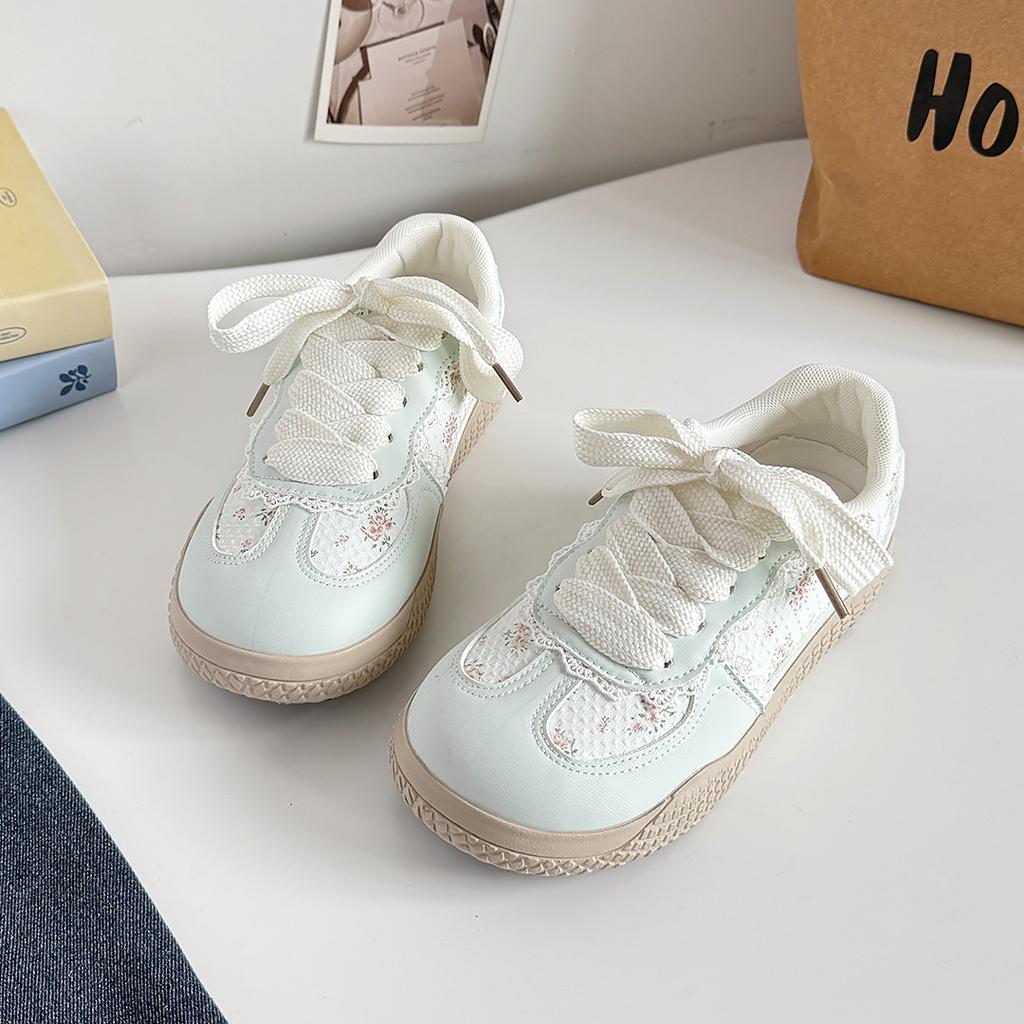 Women's Casual Sports Shoes Flower 2026 Autumn Comfortable Anti Slip Outdoor Vulcanized Shoes Lace Up Fashion Running Shoes