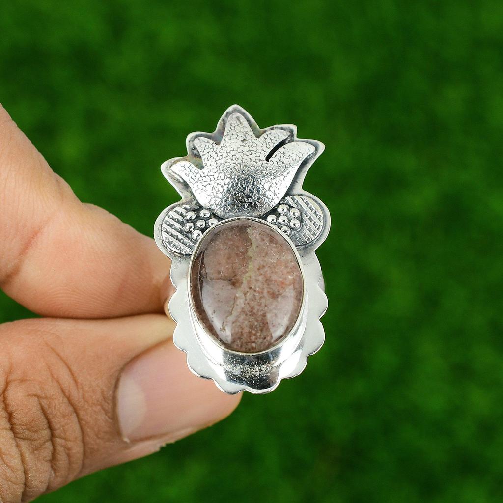 925 Sterling Silver Sacral Chakra Oval Sunstone Gemstone Promise Ring Jewelry