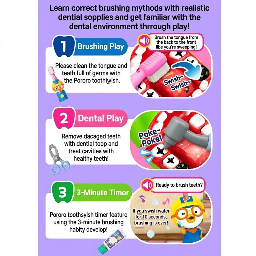 [pororomall] Pororo's 3-Minute Dentist Role-Play Set