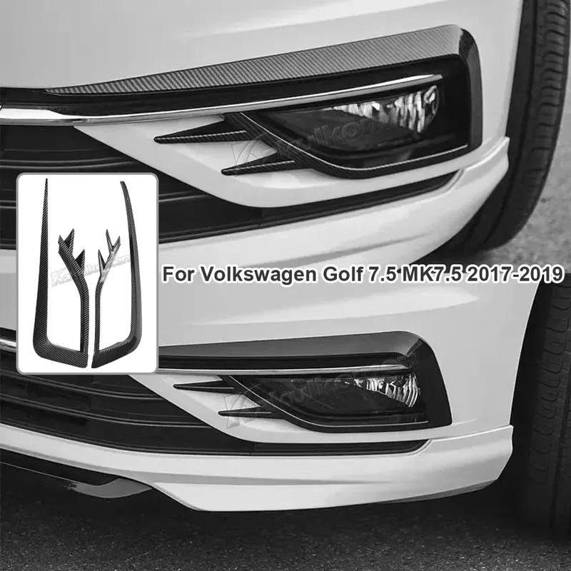 2x Front Bumper Fog Light Grille Frame Cover Trim Wind Knife Razor Style Canards For Volkswagen Golf 7.5 MK7.5 2017 2018 2019