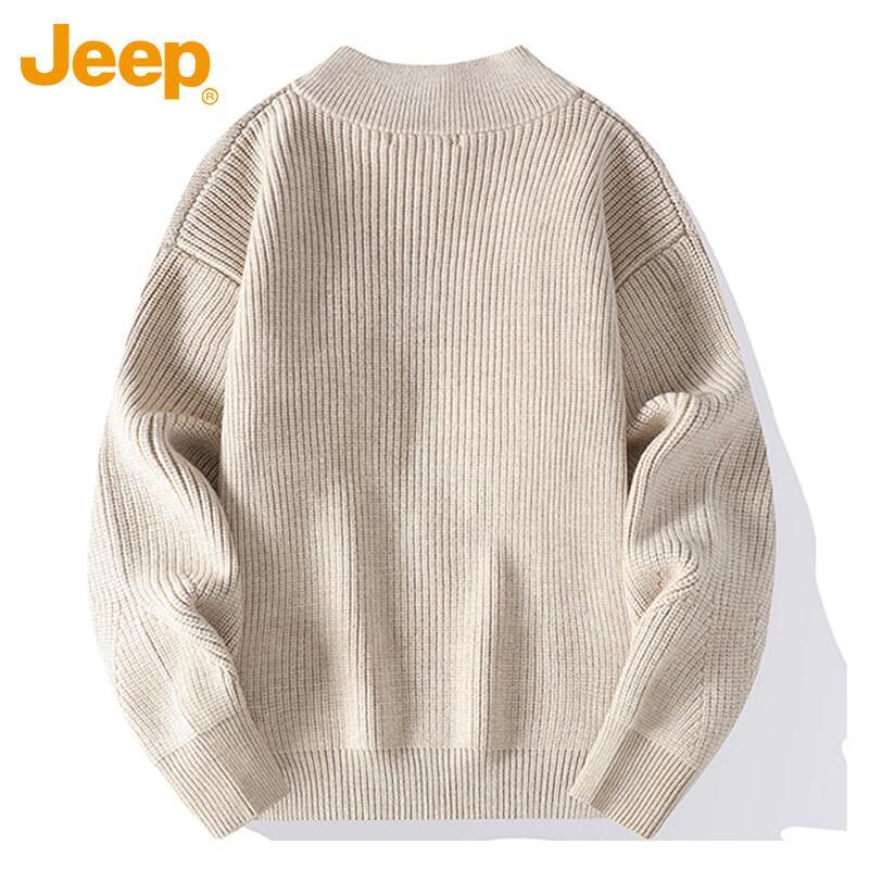 JEEP Men's Thickened Quarter-Zip Pullover Sweater