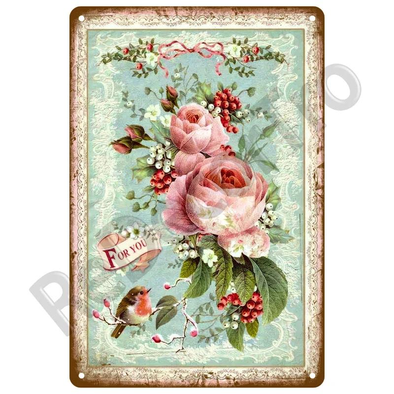 Metal Sign For Bar Home Wall Decor Art Tin Signs Flower Poster Gift Birds Vintage Metal Plaque Plates Decor Garden Flower Rul