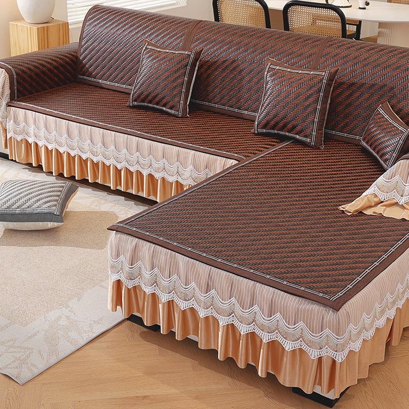 

Подушка для дивана из ротанга, летняя охлаждающая подушка для сиденья из ледяного шелка, нескользящая подушка для шезлонга из твердой древесины, идеальный защитник для домашней мебели 70*70cm темно-коричневого