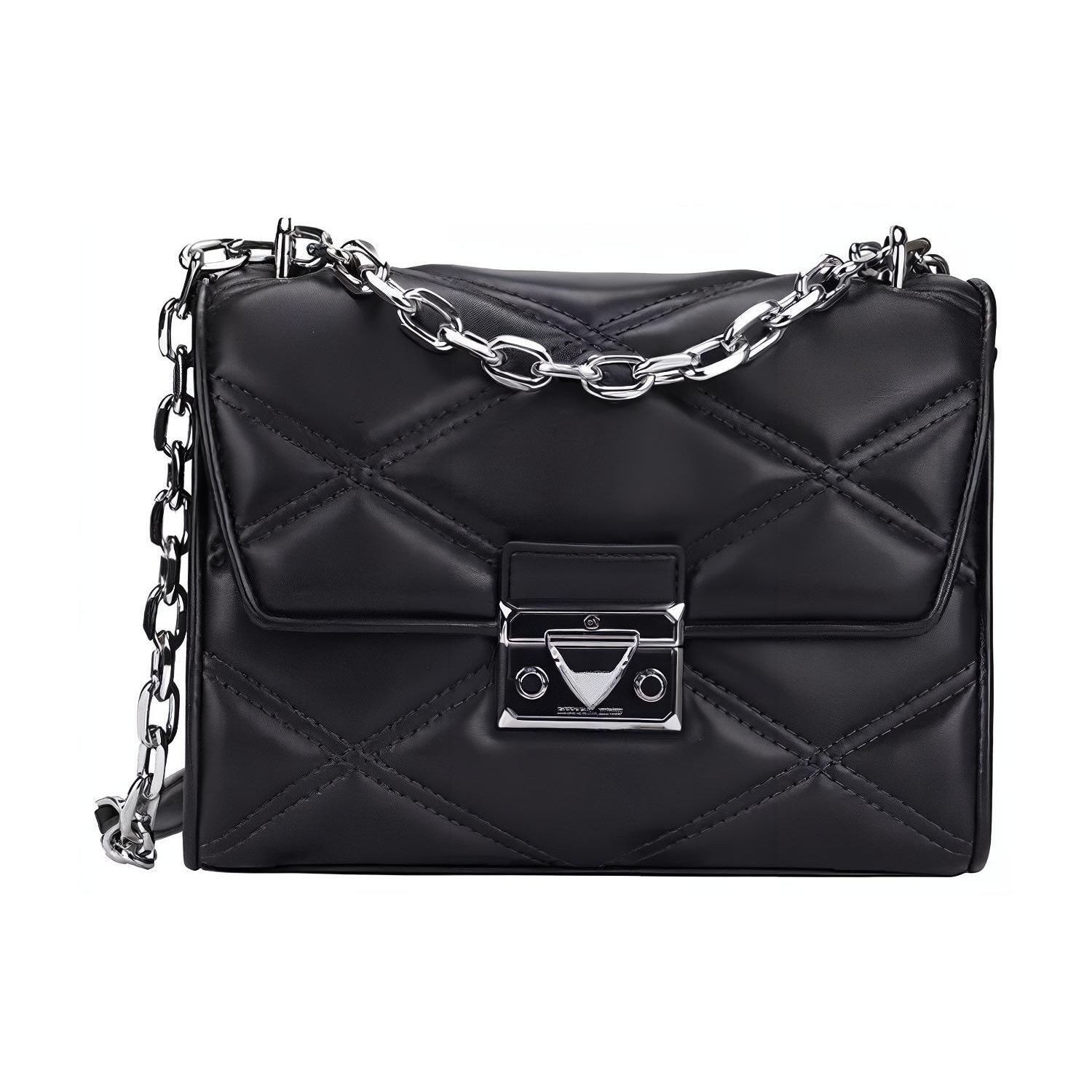 

Michael Kors Mk Serena Solid Color Diamond Pattern Flap Chain Crossbody Handbag Women Handbag Black 35S2SNRL2U-BLACK Basic Set (Bag+Dust Bag)