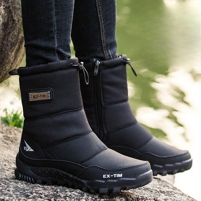 Bottes de Neige d'Hiver pour Couple Bottes Montantes Chaudes et Épaisses en Coton Pelucheux Chaussures pour Homme Imperméables et Antidérapantes Bottes Mi-Mollet