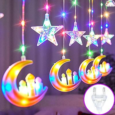 4,2 Meter LED-Sternenmond-Vorhang-Licht, Innendekoration, fünfeckiges Schloss, Lichterkette, Weihnachten, Haus, Garten, Schlafzimmer, Dekoration
