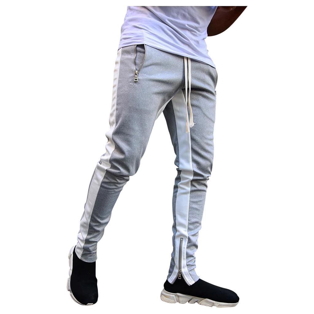 Men's Leg Zipper Color Remote Leisure Pants Fashionable Sports Pants