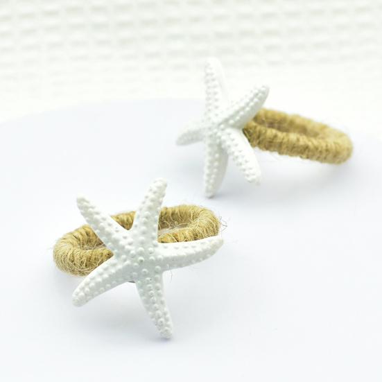 Starfish Napkin Rings White Sea Star Napkin Holders Coastal Style Napkin Rings for Beach Theme Party Dinner Party Wedding Table Decor