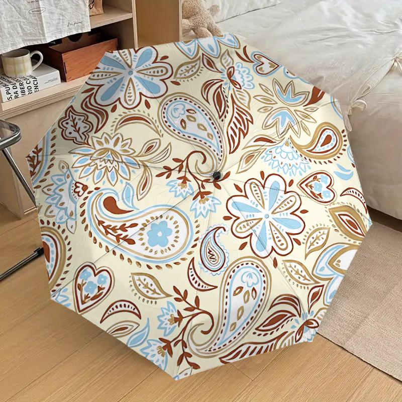 1pc Paisley Floral Pattern Automatic Folding Umbrella, Casual Outdoor Accessory, Birthday Festival Gift yy251126139