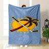 Palm Tree and Hockey Stick Design Patterned blanket, flannel, suitable for all seasons, home decor, warm and cozy