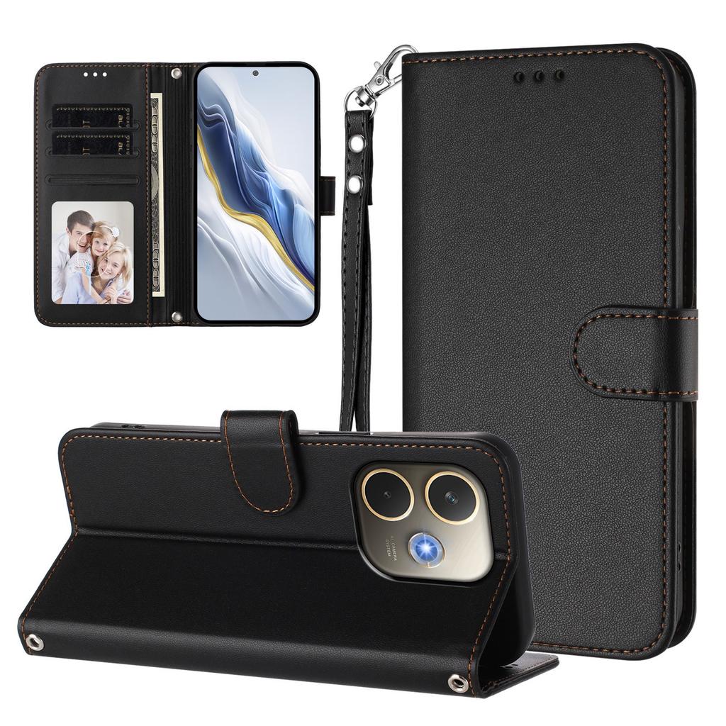 For Oppo A5 Pro 4G (Global)/Oppo A5 Pro 5G (China)/Oppo A5 Pro 5G (Global) Leather Case Wallet Stand Phone Cover with Wrist Strap