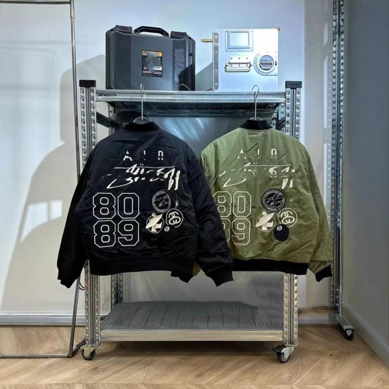 Unisex Oversized Embroidered Letter Bomber Jacket Casual Streetwear Windproof Warm Cotton Blend Outerwear