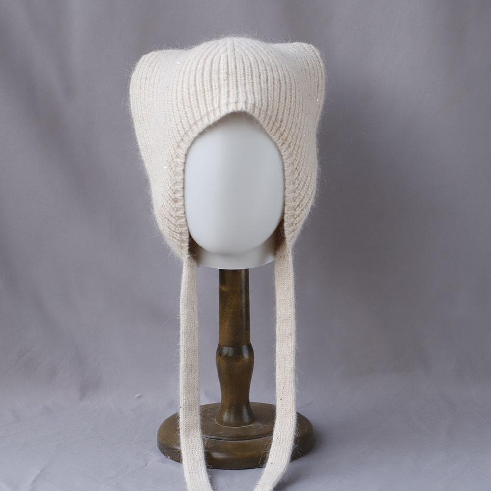 Cute Ear Protection and Warm Cat's ears Rabbit Hair Knitted Hat Fashion Women in Autumn and Winter