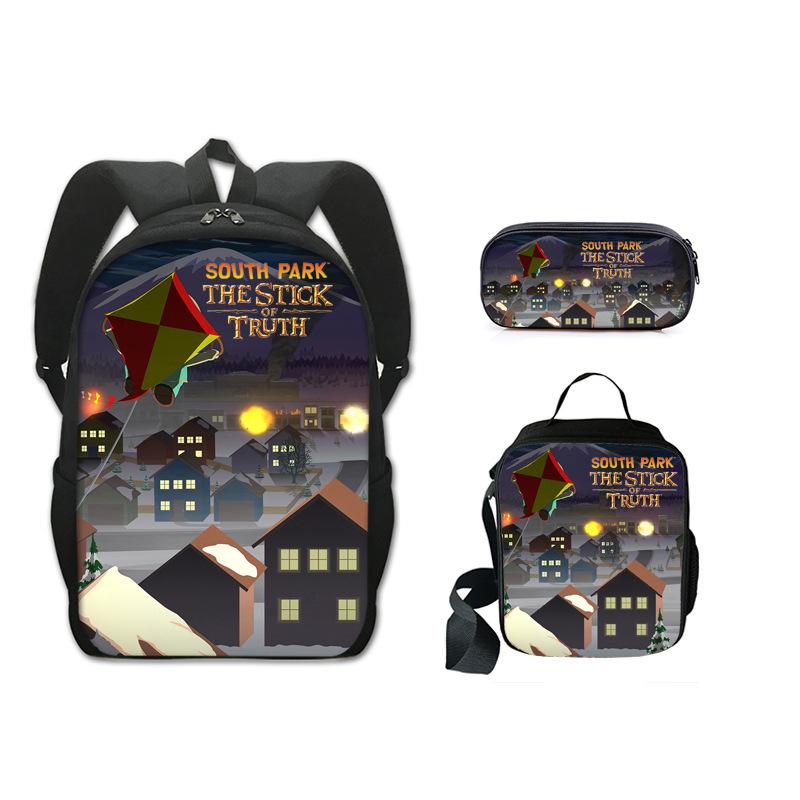 Classic Popular Novelty Funny south park 3D Print 3pcs/Set pupil School Bags Laptop Daypack Backpack Lunch bag Pencil Case
