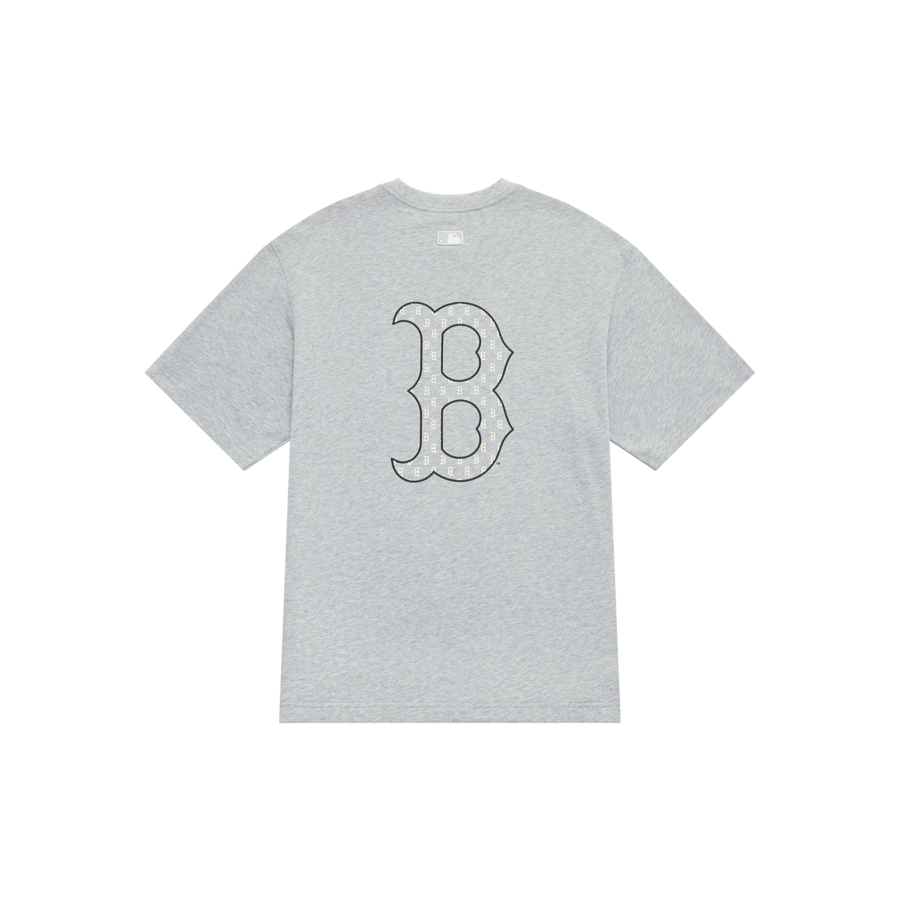 MLB MONOGRAM Collection Boston Red Sox SS25 T Shirt Unisex Standard Heather Gray 3ATSM0653-43MGS XXL