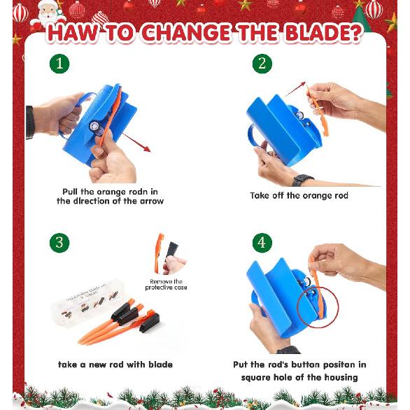 Wrapping Paper Roll Cutter Tool with 3 PCS Replaceable Blade Kit Gift Wrap Cutter for Christmas and Birthday Wrapping Paper Cutter Slider Paper Roll