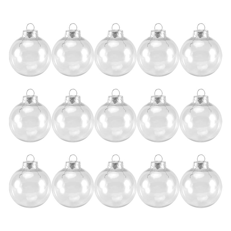 Practical-15 PCS Round Clear Christmas Balls Fillable DIY Christmas Tree Balls Made Of Plastic Christmas Balls Tree Decorations