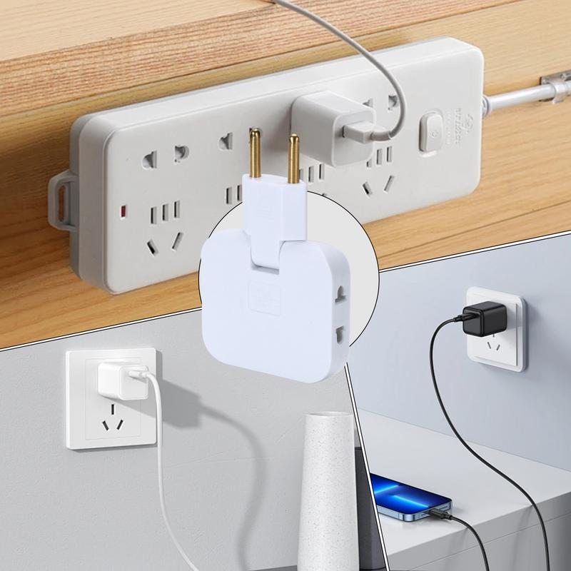 3 In1 EU Power Socket Plug Adapter 2500W 16A 250V EU Travel Aadapters Power Converter 180 Degree Rotating Tip Flat Wall