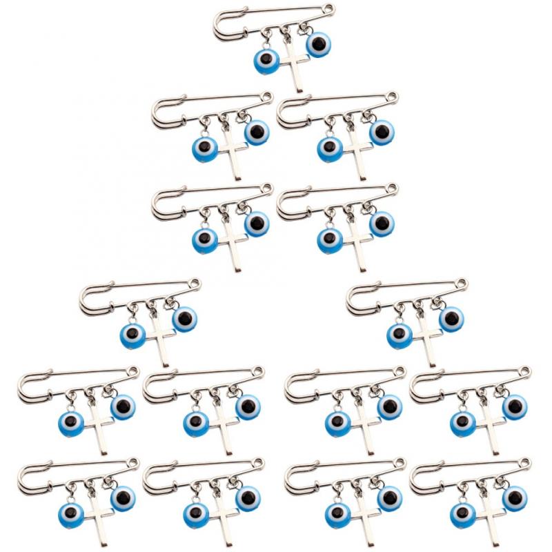 15 Turkish-Style Cross and Eye Decorative Pins