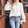 Women's Casual Fashion Leaf Collar Long Sleeve Loose Temperament Top