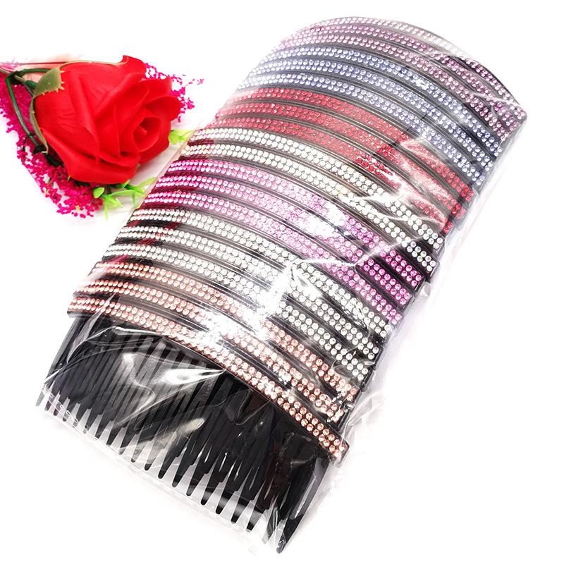 Shiny Multi-Tooth Hair Styling Comb with Color Diamond Hairband