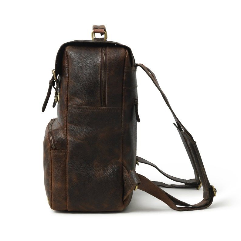 Leather Laptop Backpack – Handmade Vintage Travel Rucksack | Personalised Gift for Him Christmas
