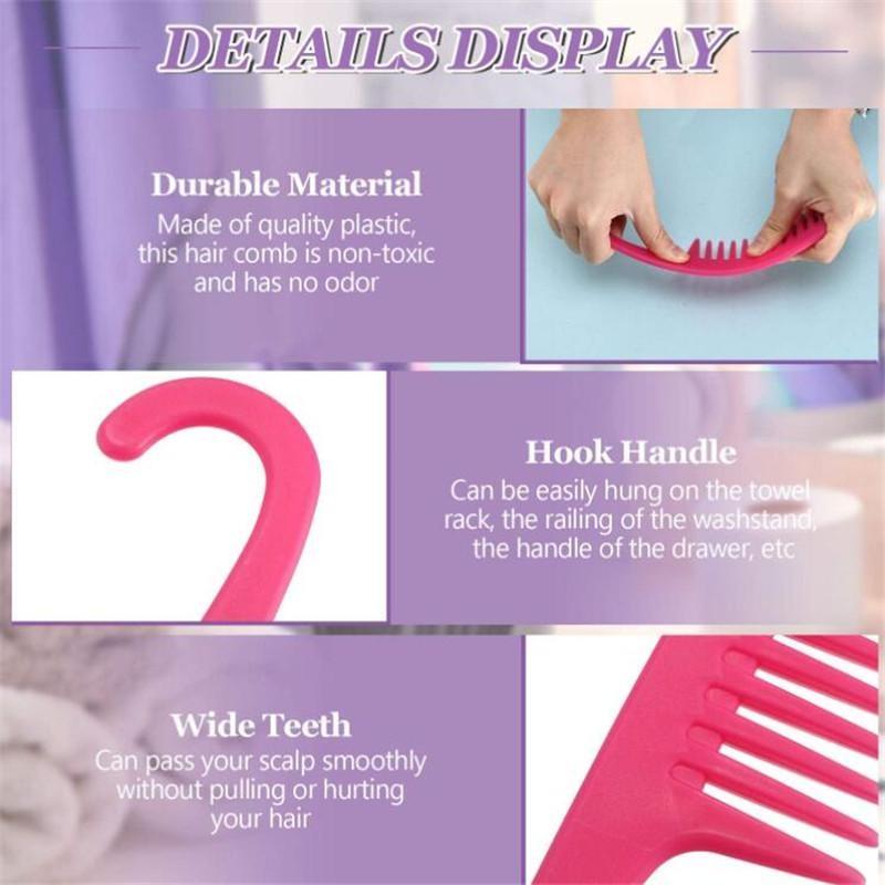 3-pakning Hårkam Stor Bredtannet Kam Dusjkammer Krøll Våt Kam for Langt, Vått eller Krøllete Hår Flokeutredning Blodsirkulasjon Salongverktøy