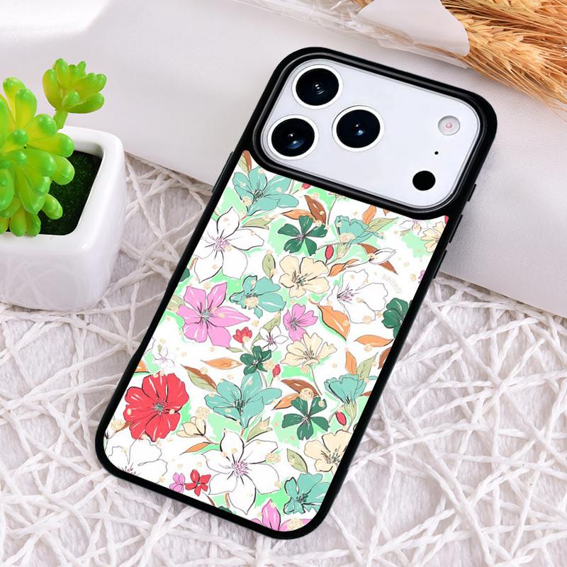 Vintage Leaves Flower Shockproof Phone Case for iPhone 17 Air 16e 15 11 12 14 13 Pro Max Cover Coque