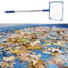 Pool Net with Extendable Steel Handle, Square Fine Screen Head for Floating Debris Pickup in Pool Water, Pond Water, and Wet Areas