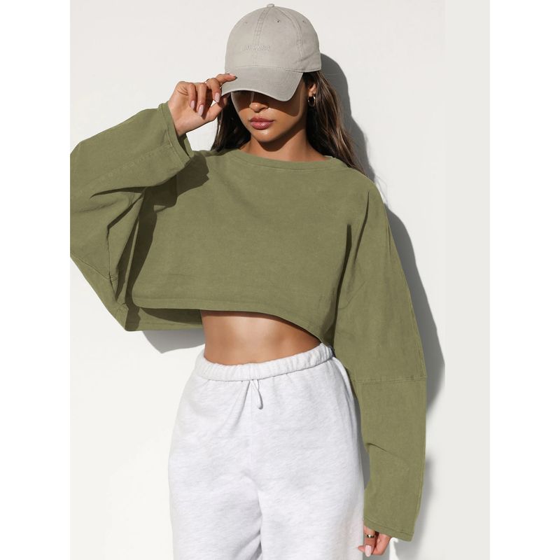 2025 Distressed Sports Sweatshirt Tide Brand Women's Clothing Long Sleeves Short Knitwear Pullover Tops Loose Slim Looking Midriff Outfit New