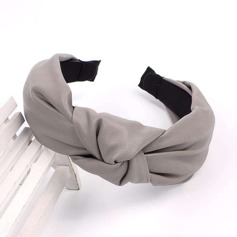 

Модные женские кожаные повязки для волос с бантом, однотонные, с перекрещенным узлом, женский обруч для волос, резинки для волос для девочек, аксессуары для волос
